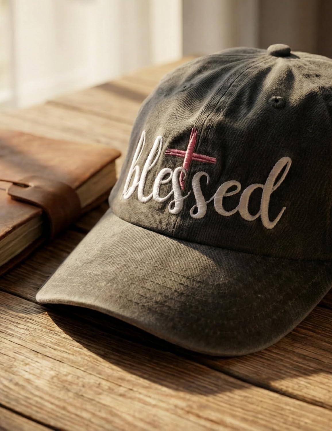 InnoBeta Christian Hats for Women, Blessed Hat for Women, Adjustable Vintage Christian Baseball Cap Washed Cotton Embroidered Hat - Image 7