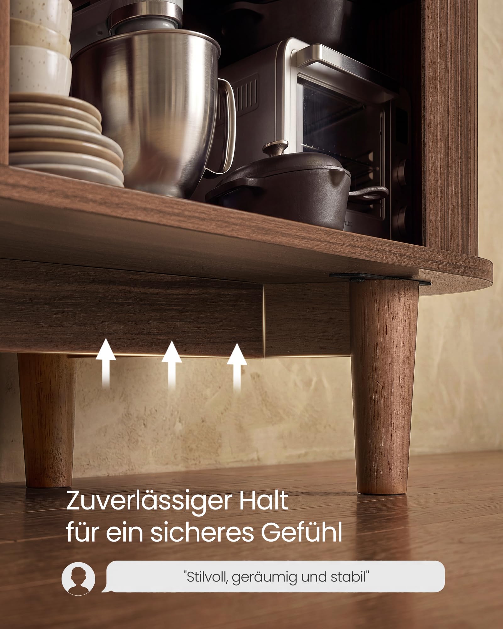 VASAGLE Sideboard mit Schiebetüren, Aufbewahrungsschrank aus Holz, Verstellbare Einlegeböden, 100 x 40 x 75 cm, Kastanienbraun, für Wohnzimmer und Esszimmer, Miriana Kollektion LSC621KX01