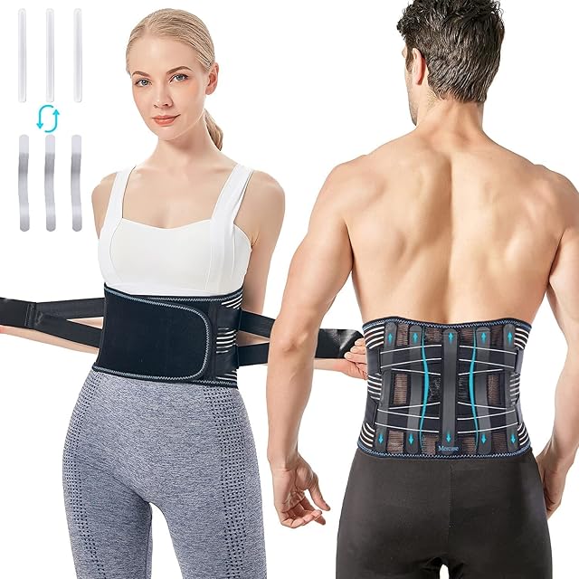 Mercase Back Support Brace, Breathable Mesh Lumbar Support Belt with 7 Stays Replaceable for Lower Back Pain Relief for Men and Women, Sciatica, Herniated Disc, Scoliosis (XL)