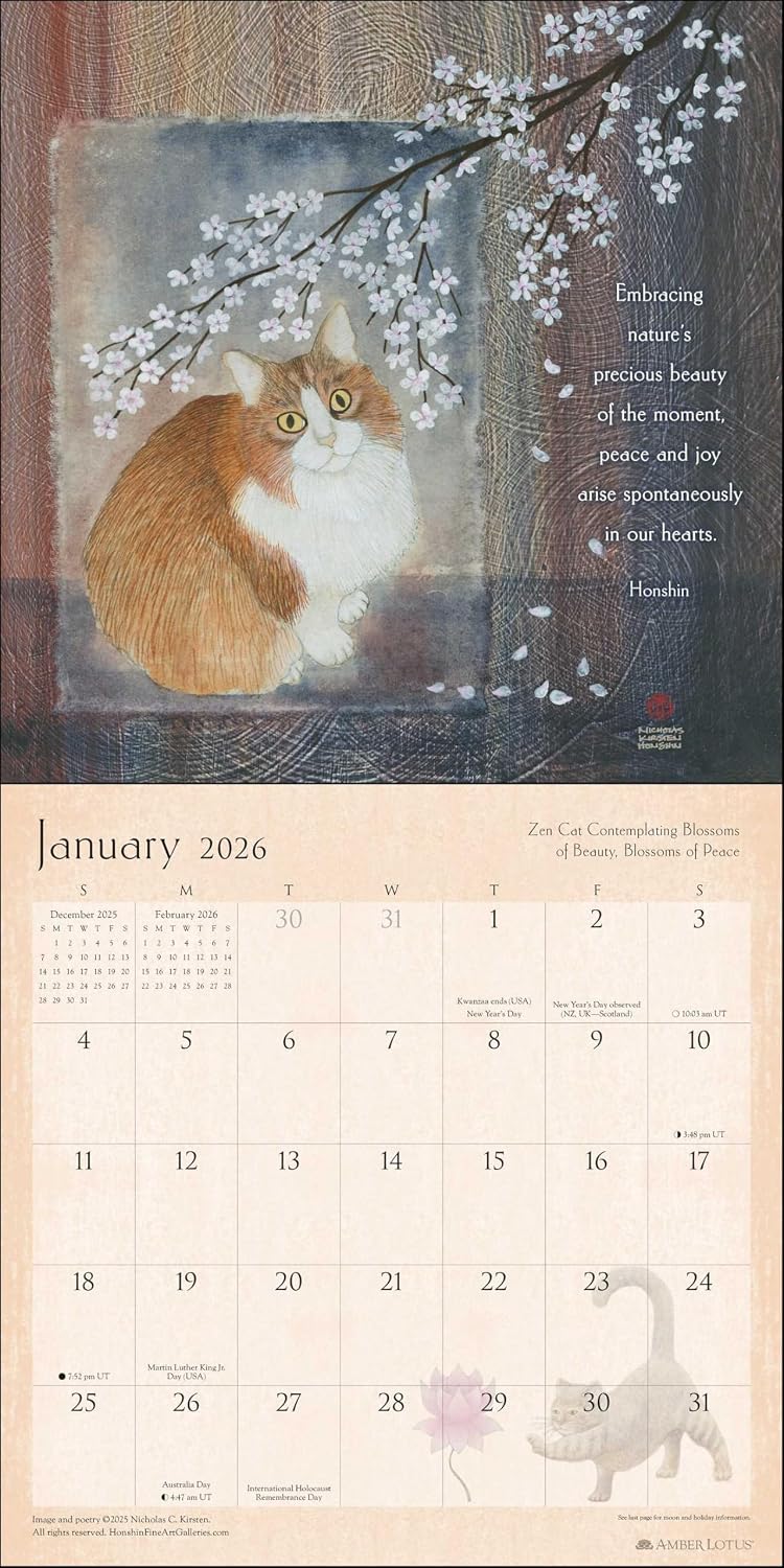 Zen Cat 2026 Wall Calendar: Paintings and Poetry by Nicholas Kirsten-Honshin