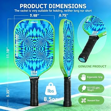 Pickleball Paddles Set 2 Pack USAPA Approved Fiberglass Pickleball Paddles with Honeycomb Core Includes 4 Pickle Balls Carry Bag & Gift Box