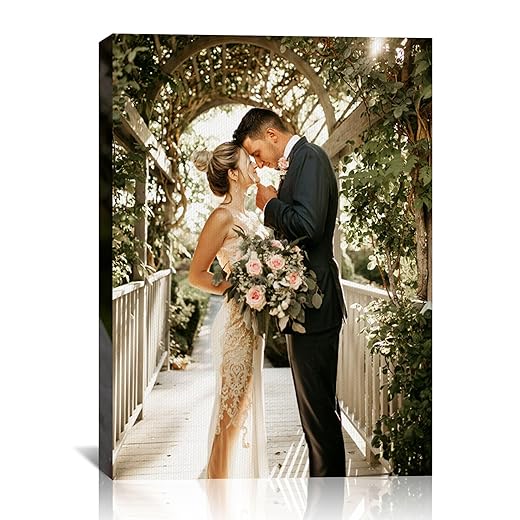 Custom Canvas Prints With Your Photos Wall Art Home Decor Personalized Framed Canvas Prints Customized Canvas Picture Gifts for Couple Boyfriend Girlfriend Dog Baby Family Mom Dad | 11x14