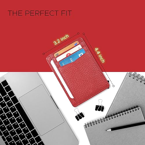 Miniatura 10 de Oak Leathers Cartera delgada de cuero real para hombres y mujeres, con bloqueo RFID, tarjetero de crédito, regalo para él y ella