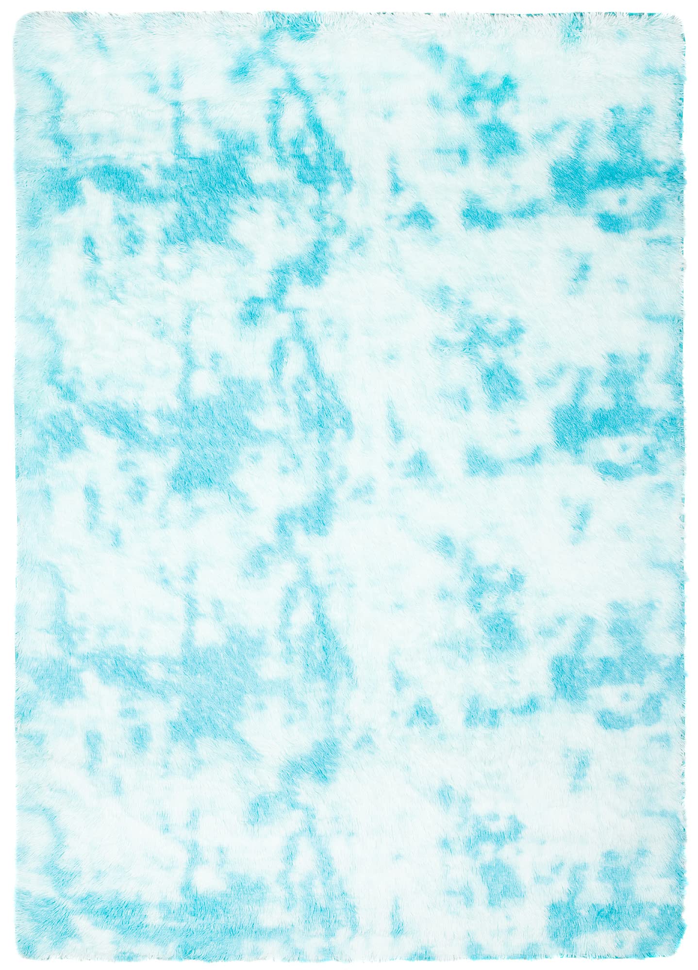 TAPISO Silk Dyed dywan z krótkim włosiem, antypoślizgowy, niebieski, jasnoniebieski, farbowany, nowoczesny, abstrakcyjny, melanżowy, zamalny, do salonu, sypialni, 140 x 200 cm