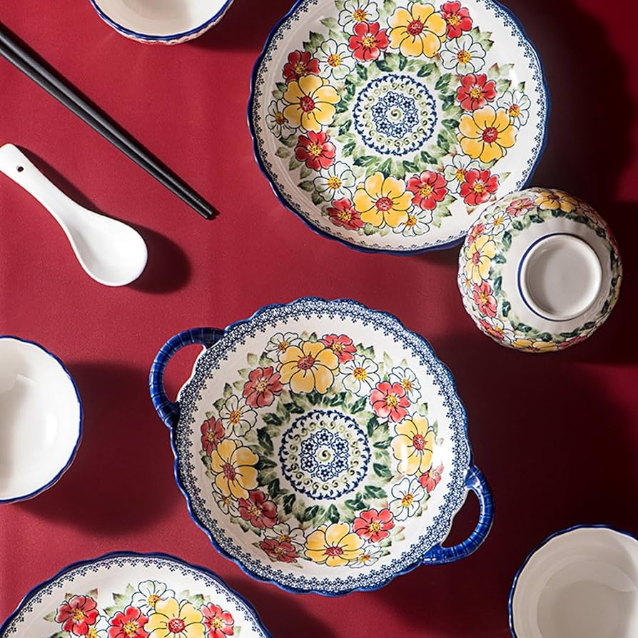 フルーツ花柄陶磁器食器セット 楽天市場】食器 赤薔薇 碗皿セット 小花柄 ギフトボックス付き