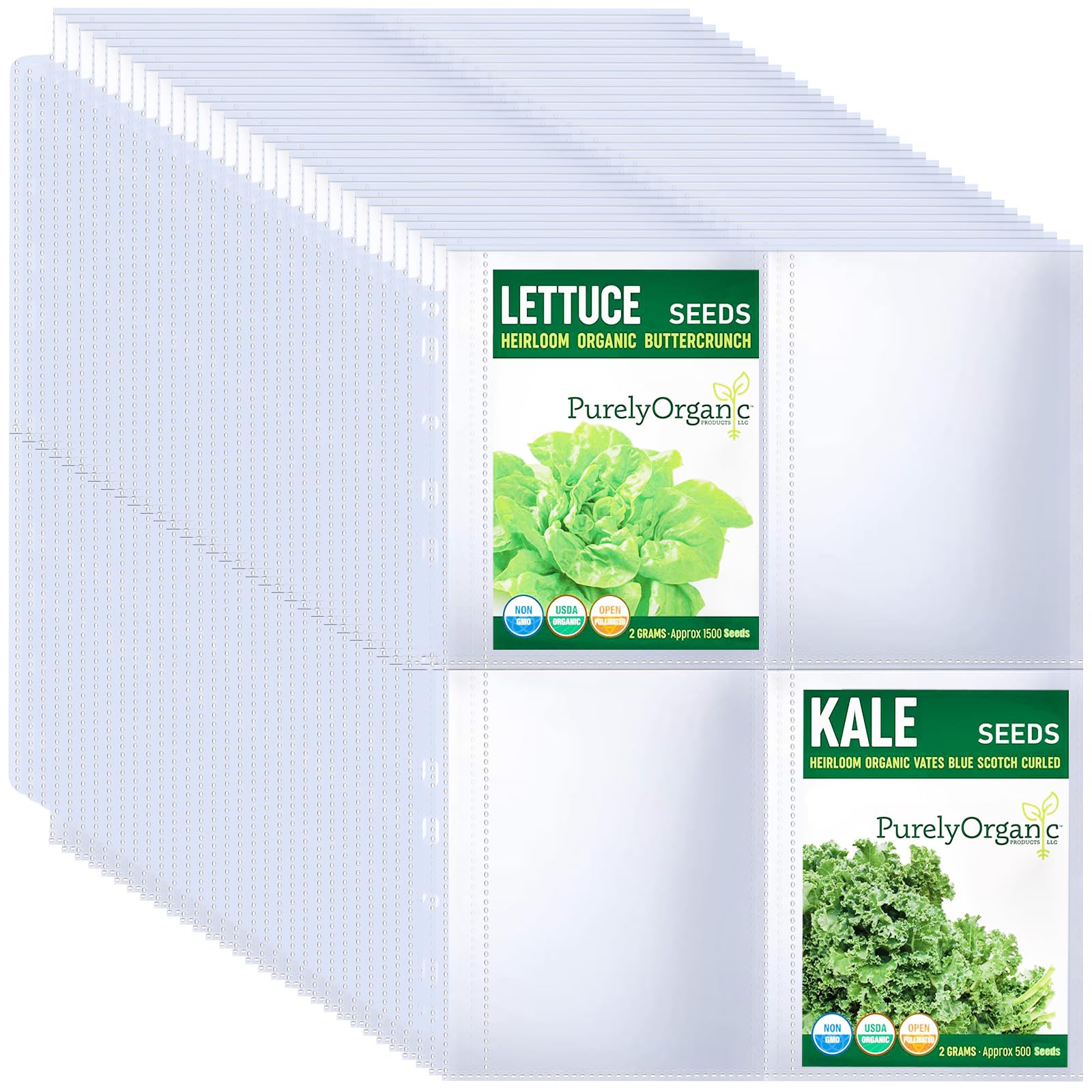 30 Pack 120 Pockets Seed Packet Binder Sleeves, Garden Seed Storage Organizer Pages for 3 Ring Binder, Slot Size 3.5"x 5", Seed Saver Protector Sleeves for Seed Holder Container