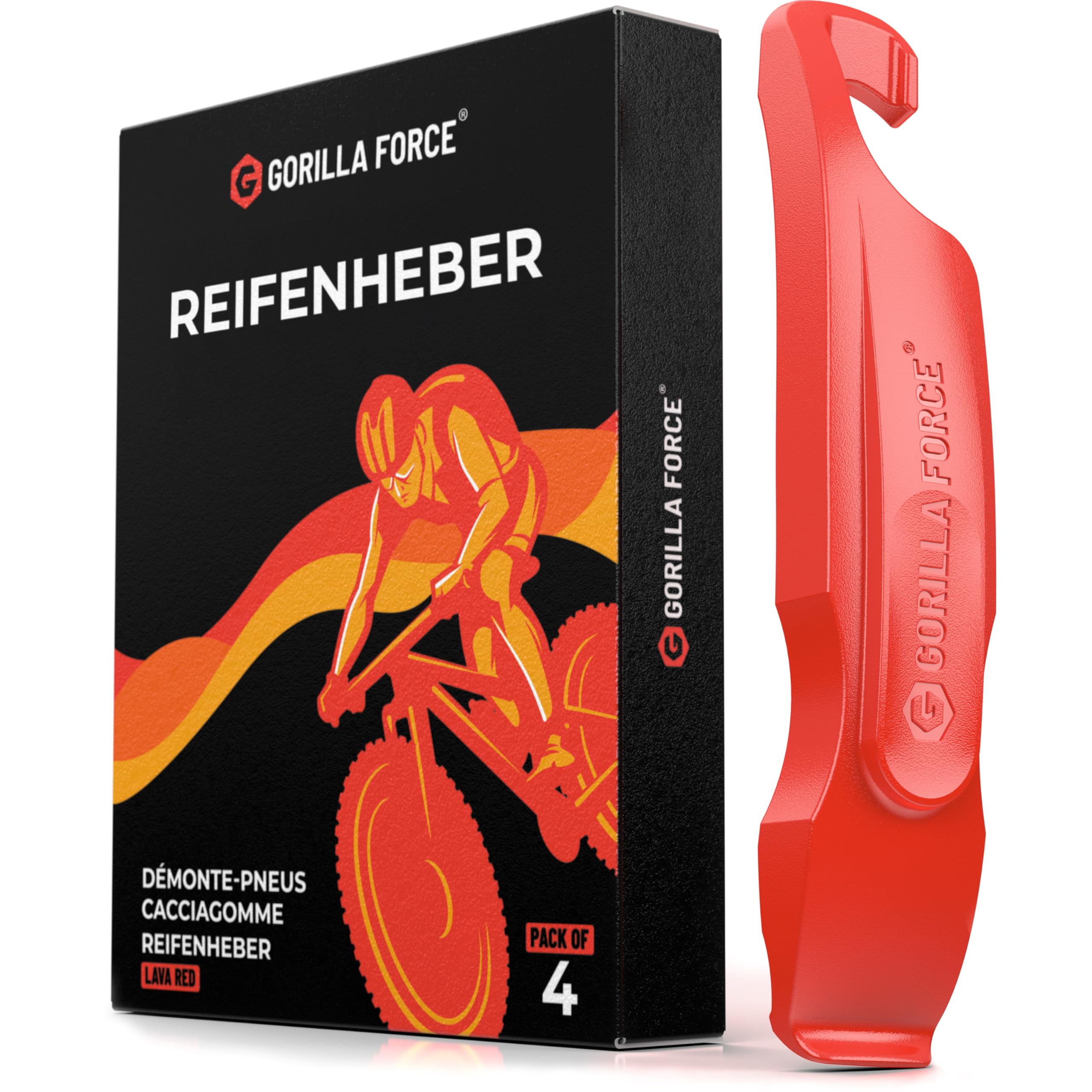 Gorilla Force | Ultra-Starke Fahrrad Reifenheber | Lavarot | 4er-Pack | aus Kunststoff Metall