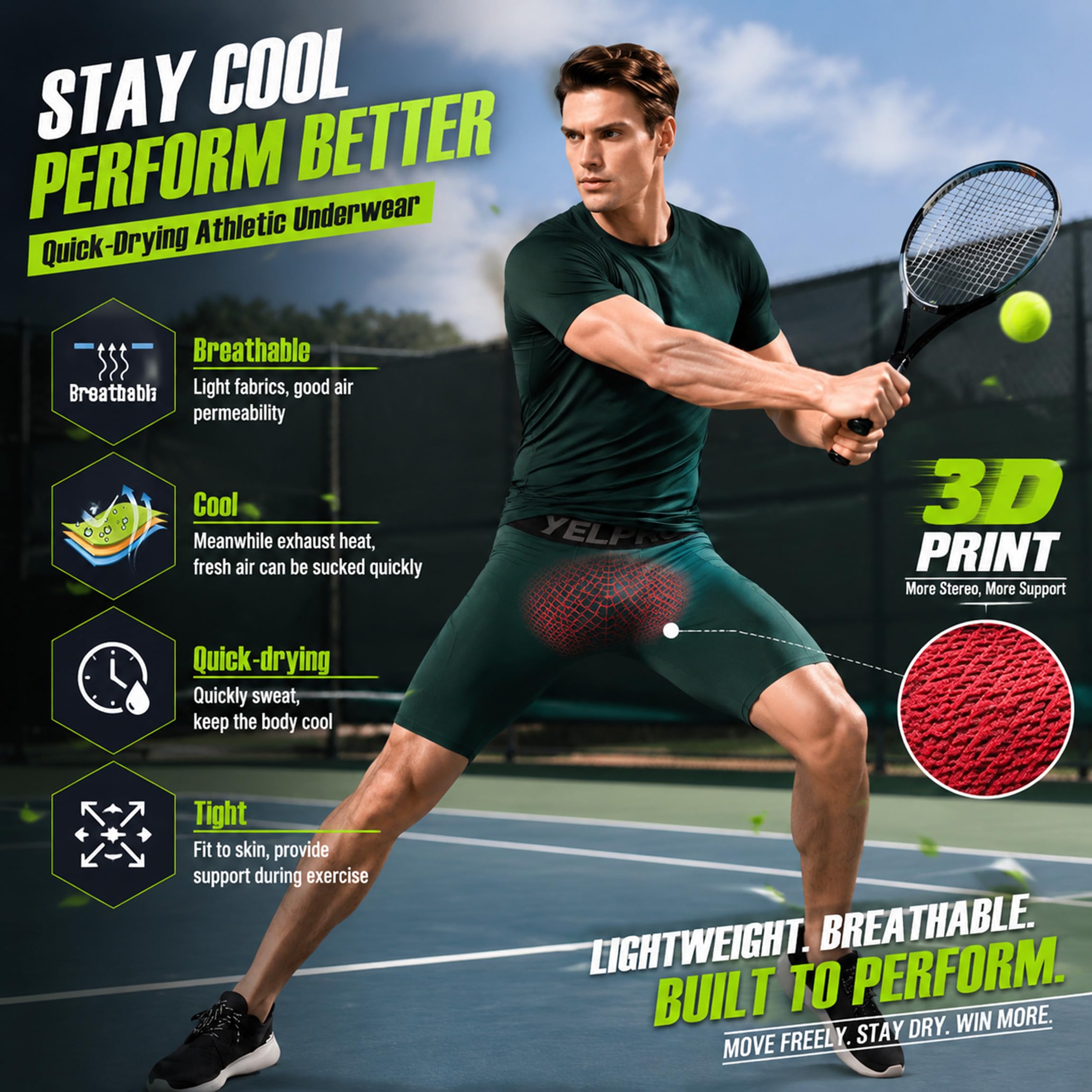SANANG Short de Compression pour Hommes, Couche de Base à Séchage Rapide, Collant de Sport D'entraînement et de Fitness