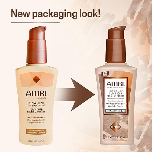 Miniatura 6 de Ambi Limpiador facial de jabón negro de carbón purificante Even  Clear con complejo de batata dulce rico en nutrientes ayuda a incluso el tono de la