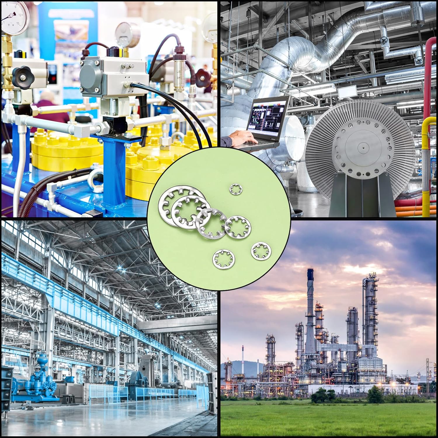 340 Pcs Internal Star Tooth Locking Washers, Flat Round Starlock Washers, Quick Speed Locking Washers Push On Speed Clips Fasteners Washers - M3/M4/M5/M6/M8/M10/M12