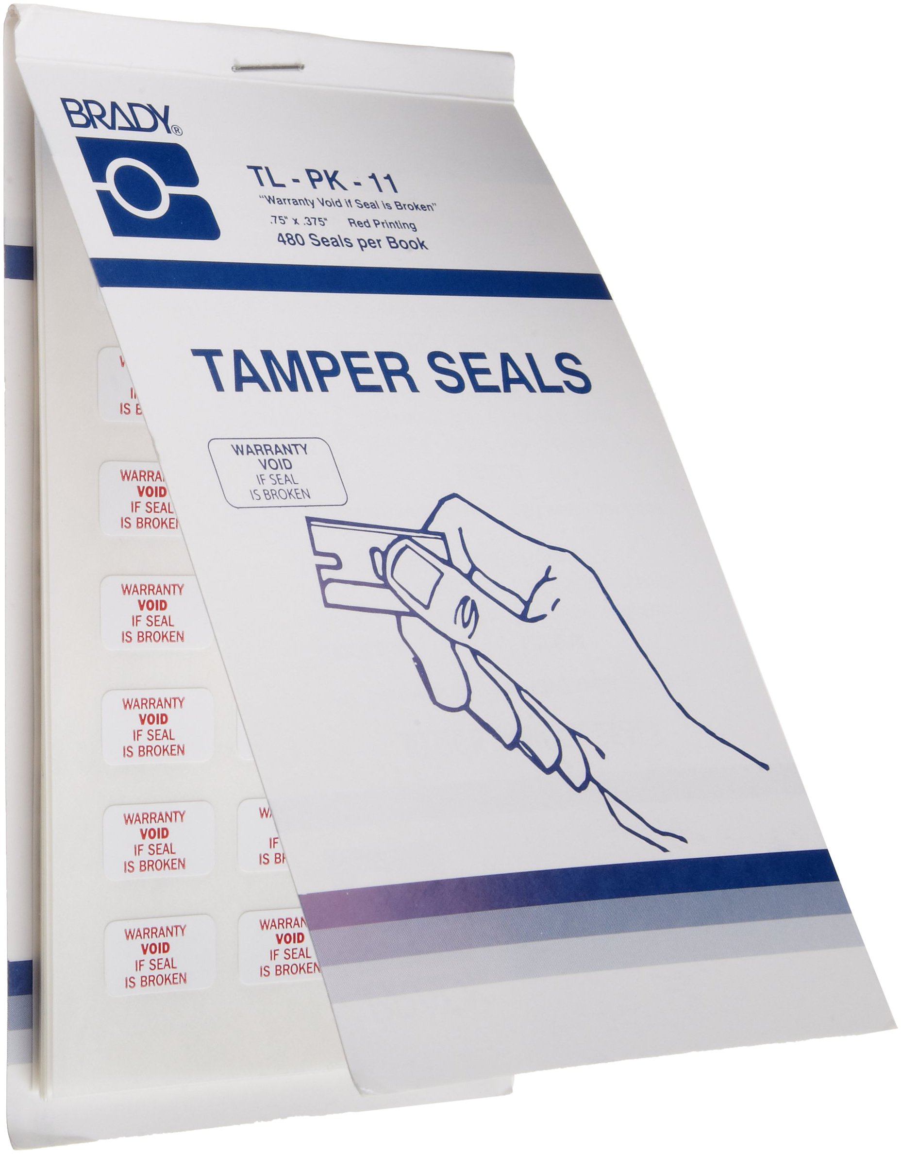 Brady TL-PK-11 0.75" Width x 0.375" Height, B-351 Tamper Resistant Vinyl, Red on White Rectangle Seals, Legend "Warranty Void if Seal is Broken" (Pack