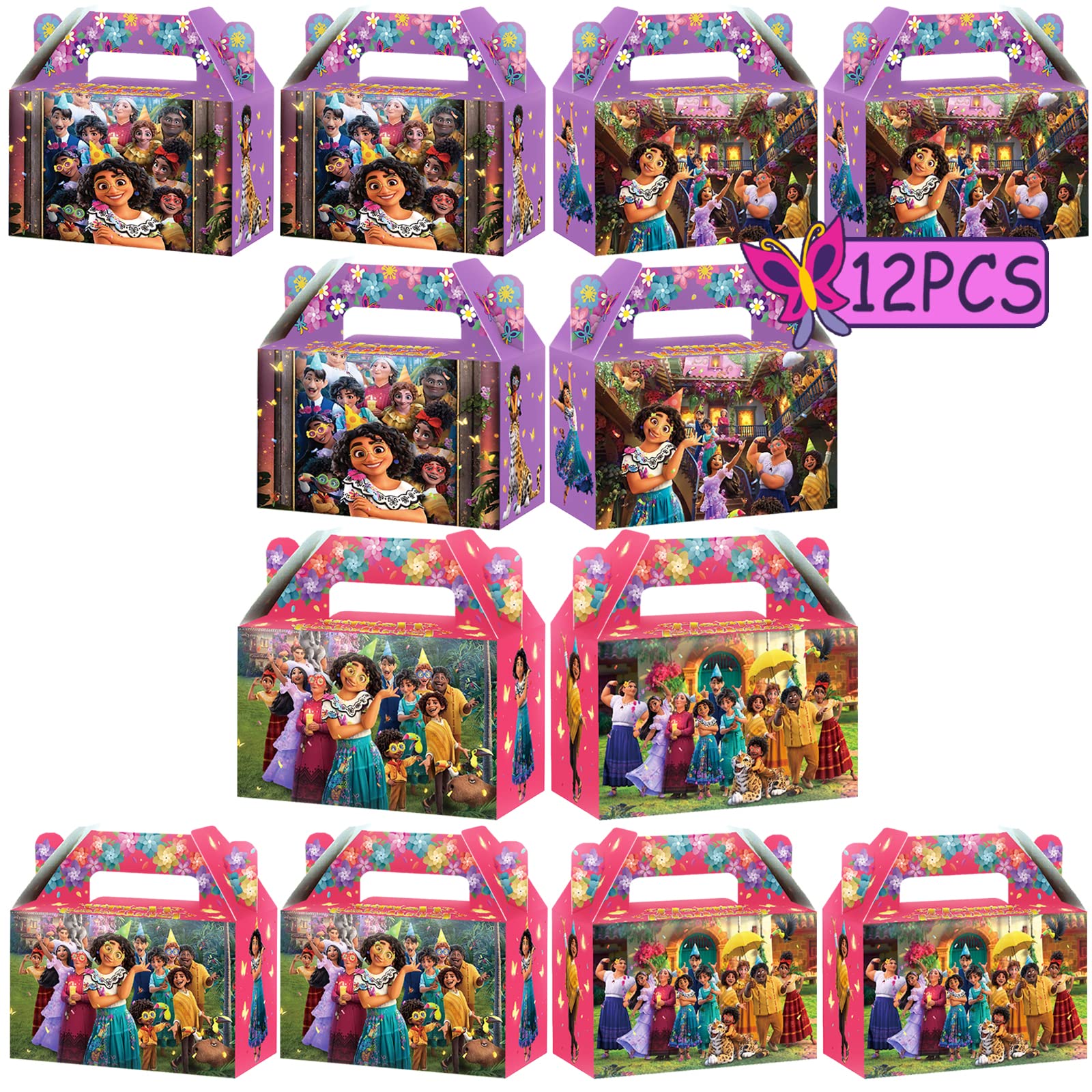 12pcs En-canto birthday party supplies Magic themed party favors supplies toys Gift Bags, Kids Boys and girls Candy box for birthday decorations
