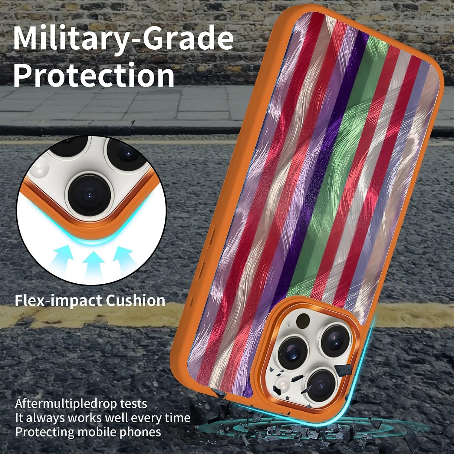 for iPhone 15 Pro Max Case for Women Girls,Compatible with MagSafe,Shiny Glitter Design Soft TPU Shockproof Protective Case for iPhone 15 Pro Max - Colorful Striped Retro Vertical Lines image 4