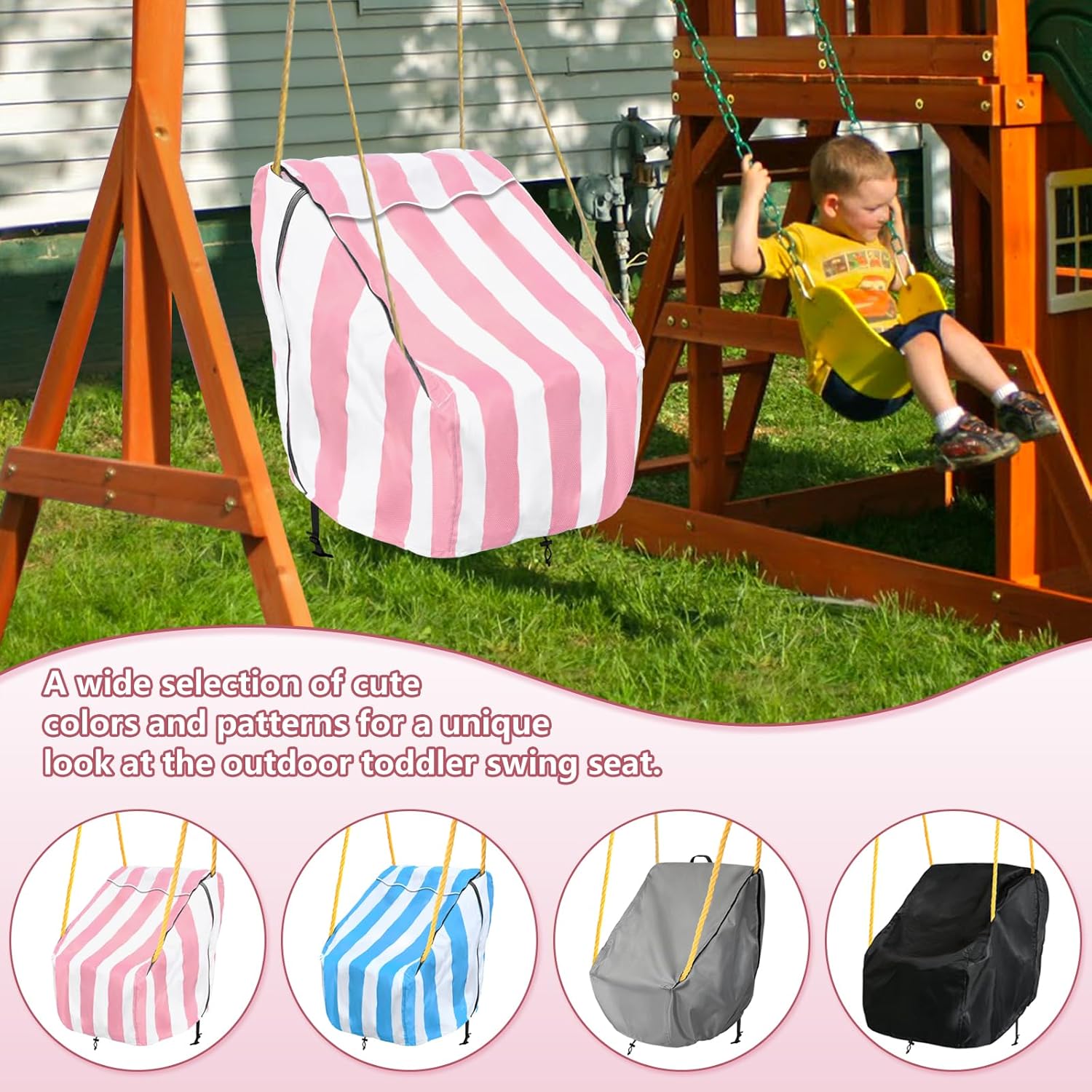 okcool Outdoor Toddler Swing Seat Cover for Little Tikes Baby Swing Seat,Outdoor Baby Swing Cover,A Wide Selection of Cute Colors and Patterns,Pink