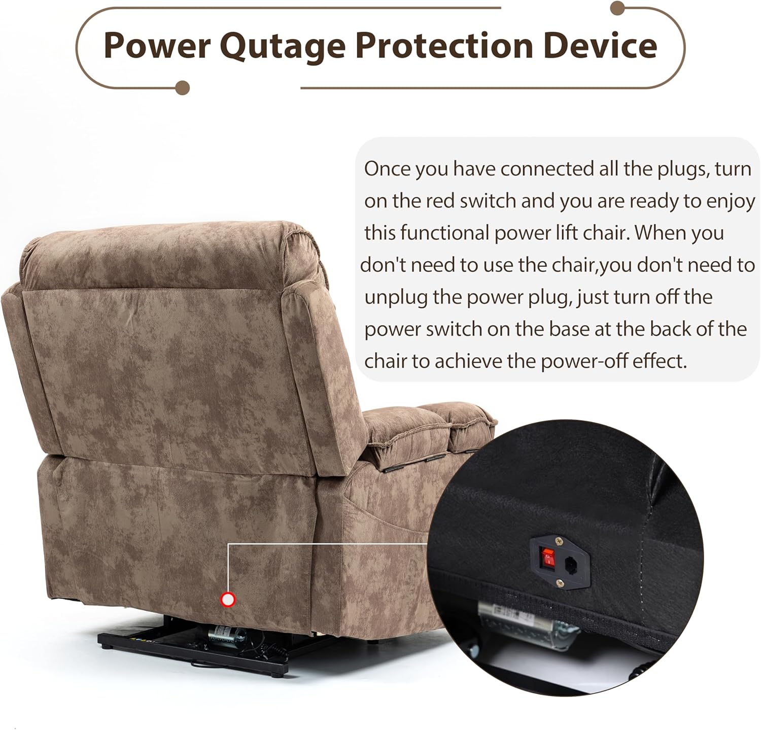 JIKFRIMA 27in Extra Wide Power Lift Recliner Chair for Big Tall with Extended Footrest Heat Massage, Oversized Electric Lift Recliner Chairs for Adults Elderly Seniors, Arm Storage & Cup Holders
