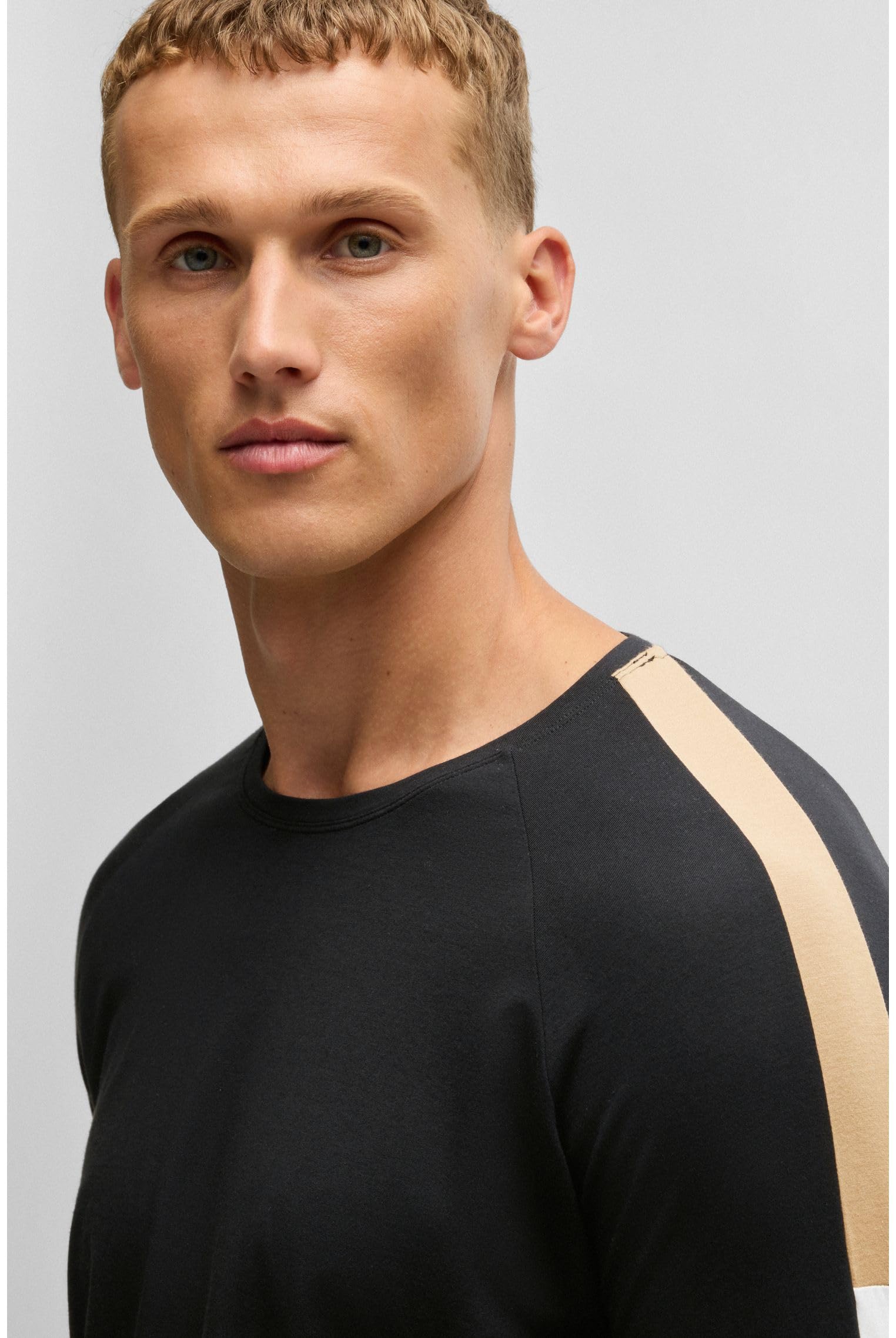 BOSS Herren Balance Long Set Pyjama aus Baumwoll-Mix mit kontrastfarbenen Einsätzen