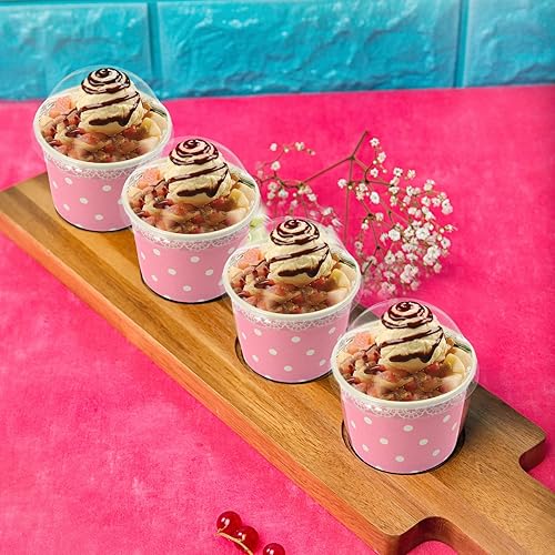 Miniatura 7 de 50pcs Tazas de Helado Tazones de Embalaje de Postre Tazas de Papel Yogur Vasos para llevar Recipientes de Fiesta Vasos de Papel para Sopa Tazones de