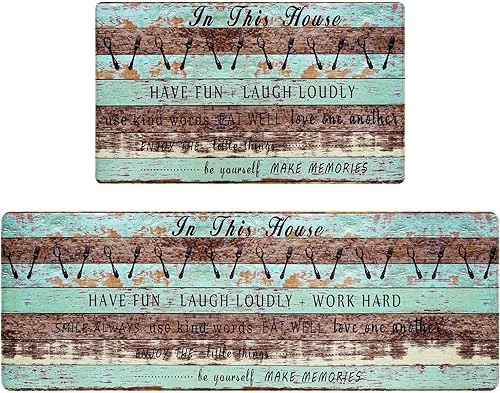 FRAMICS Alfombras de cocina de granja, 2 unidades, acolchadas, antifatiga, antideslizantes, de espuma viscoelástica, impermeables, para oficina,