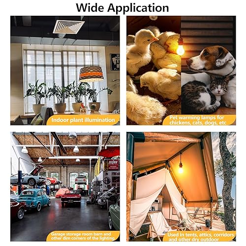 Miniatura 6 de AdiyZ Cable de luz colgante  Bombilla colgante de 20 pies con cable de enchufe  Paquete de 2 cables de lámpara E26 con cable de extensión negro para