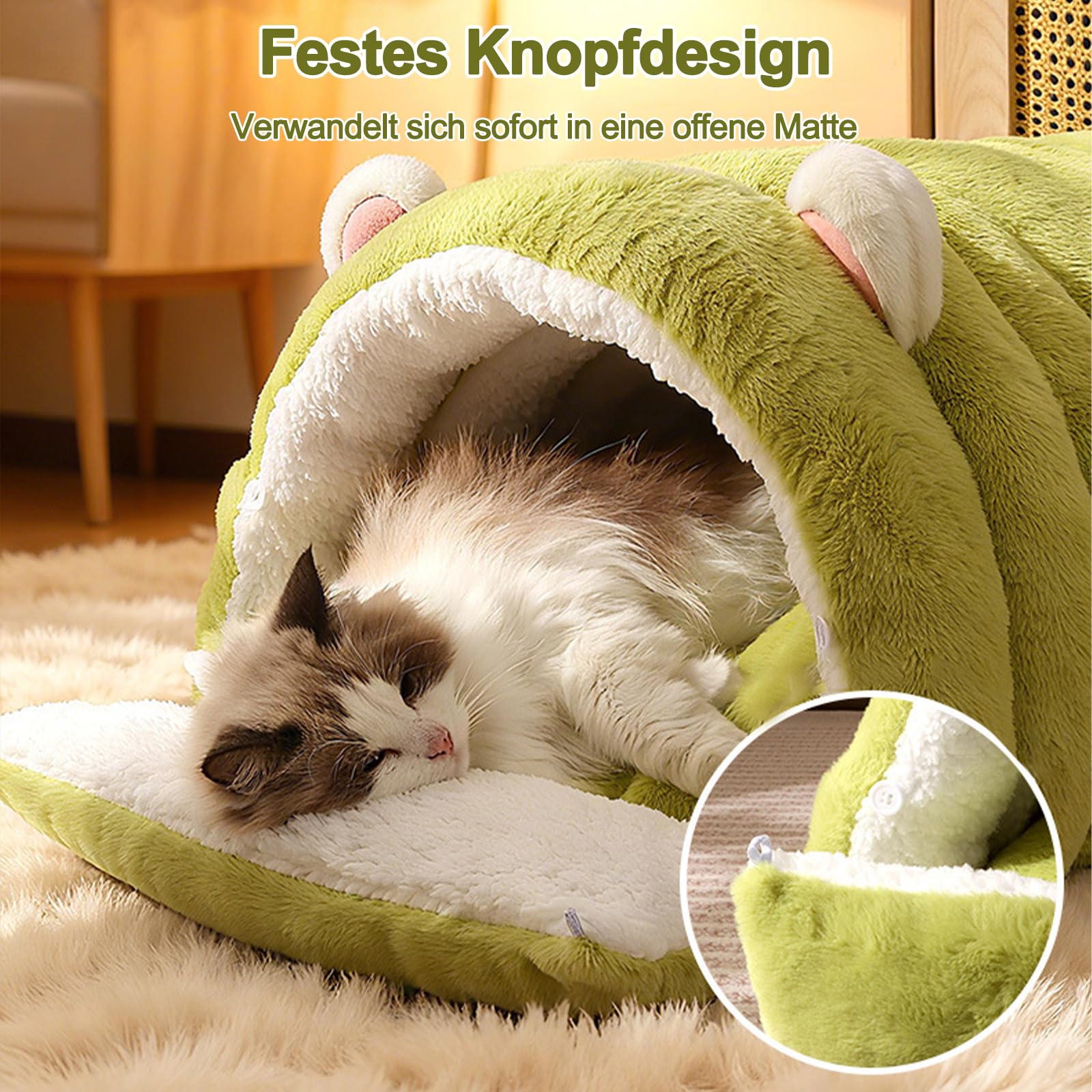 Galatée Katzenhöhlenbett, Haustierzelt Mit Rutschfestem Boden, Niedliches Katzenhaus, Weicher, Warmer Haustierunterschlupf, Weiches Und Bequemes Hundebett(L, Grau)