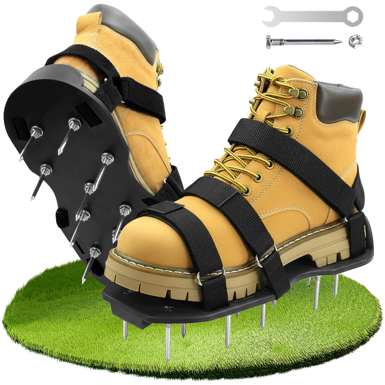 Arieggiatore Prato Scarpe Chiodate, Prato Scarpe Chiodate per Areazione, Sandalo Aeratore Scarpe da Prato con Cinghie e 5.5cm Punte Resistenti, per Cortile e Patio