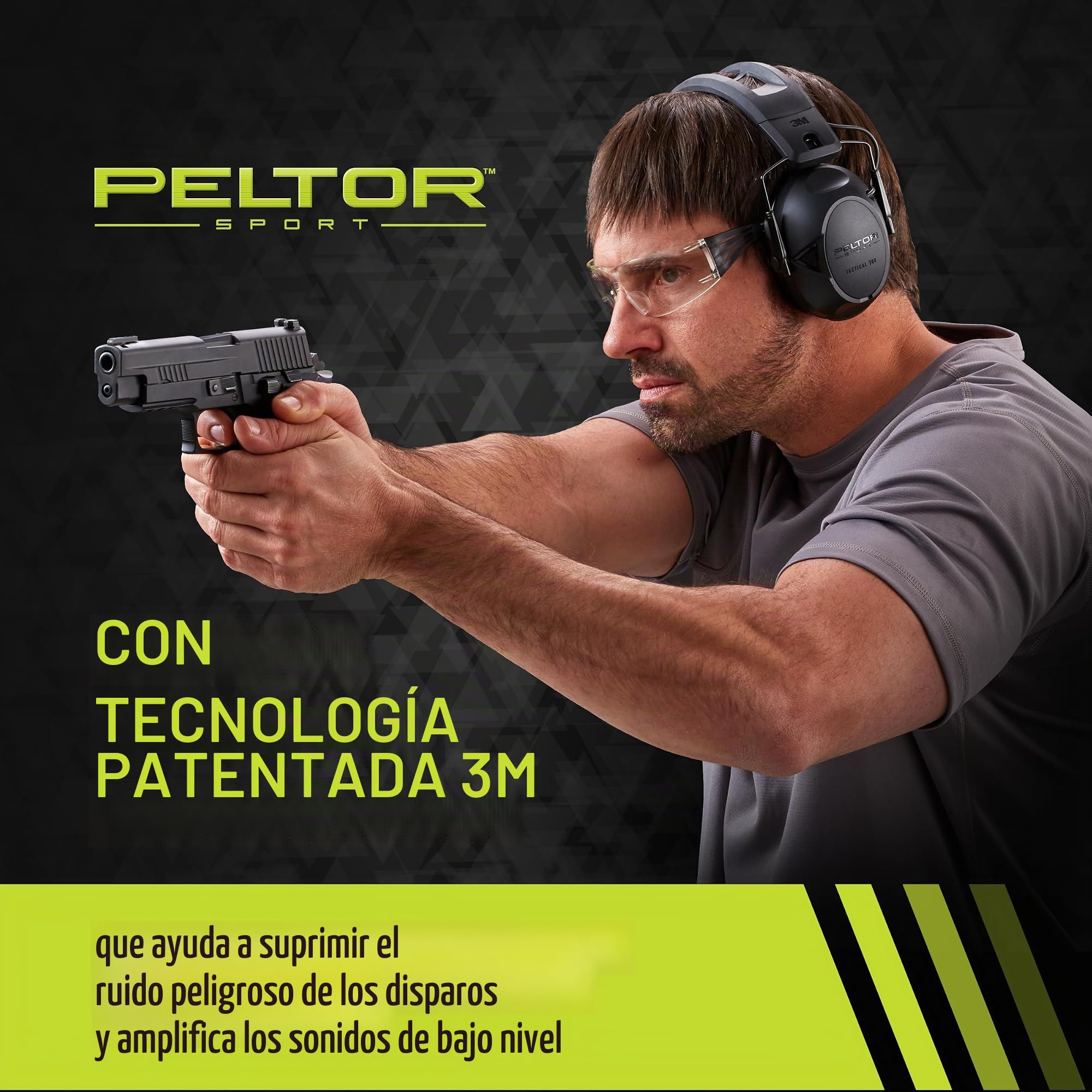 Peltor Sport Tactical 500 Protector auditivo electrónico inteligente con tecnología Bluetooth, protección para los oídos para disparos, pistolas, caza