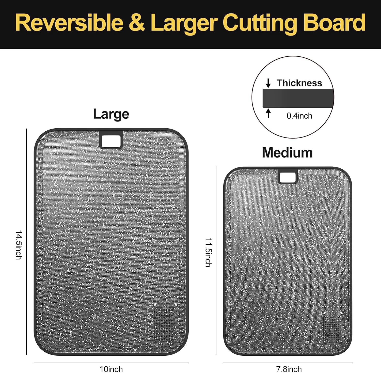 Plastic Cutting Board Dishwasher Safe, 2 Cutting Boards Large Cutting Board for Meat with Juice Grooves, Non-Slip, Reversible and Knife-Friendly Cutting Board Household Essentials（Black） image 3
