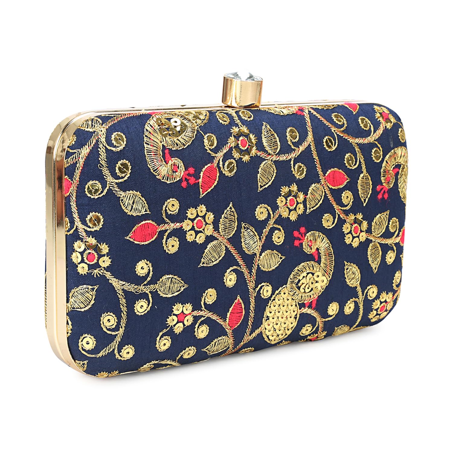 LONGING TO BUY Hand Crafted Designer Box Clutch - Zari Embroidery For Women