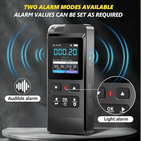 Geiger Counter Nuclear Radiation Detector GC-02,Digital Radiation Dosimeter, Smart Alarm Dosimeter Timed Detection and Data Saving, Portable Beta Gamma X-ray Monitor Radioactivity Tester