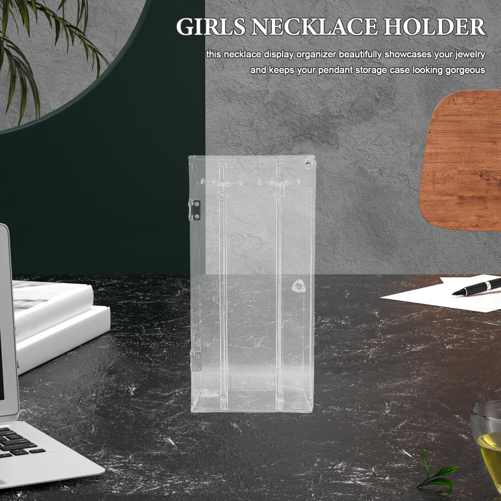 Drehbarer Schmuckständer aus Transparentem Acryl 32cm Ohrringhalter Halsketten und Armbandorganizer mit Staubschutz für Damen