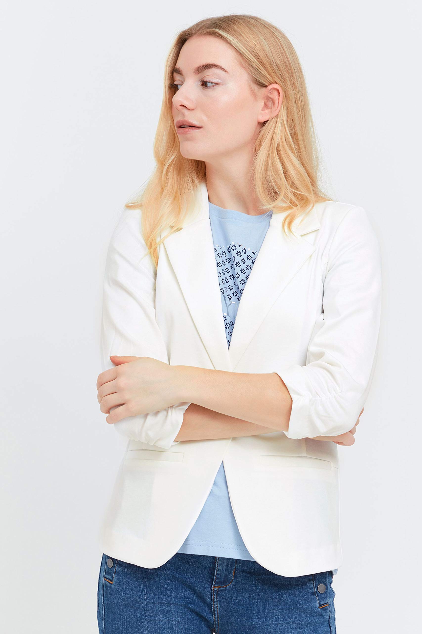 fransa FRZablazer Damen Blazer Kurzblazer Jacke mit Stretch Geraffte Ärmel mit Taschen