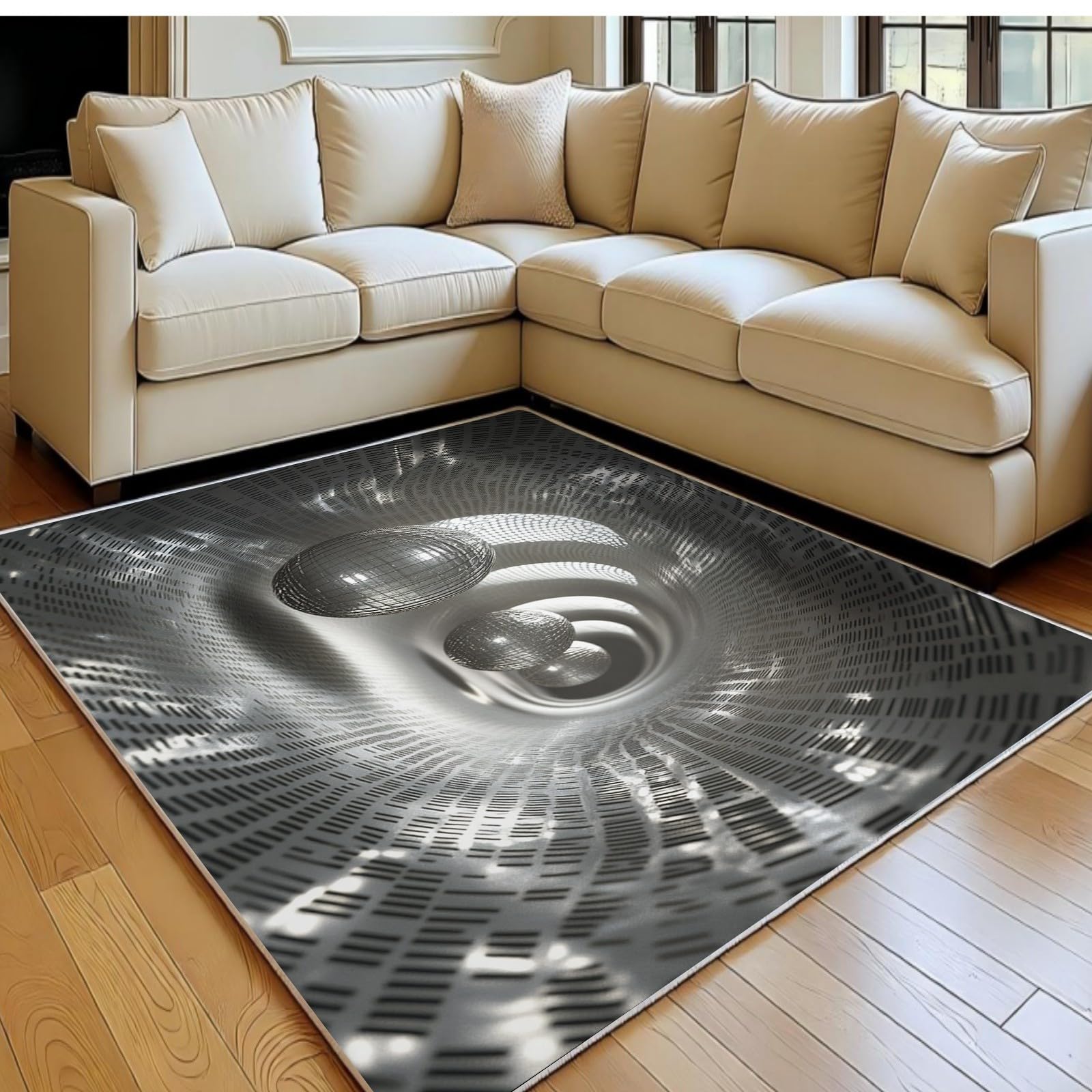 Tapis flanelle gris doux poil court 180 x 270 cm décoration salon