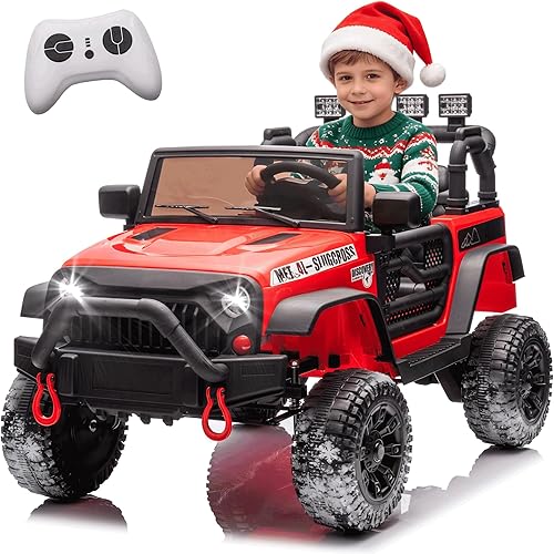 Auto Jeep de 24 V, juguetes para niños con control remoto para padres, autos eléctricos de 400 W para niños con suspensión de 4 ruedas, Bluetooth,