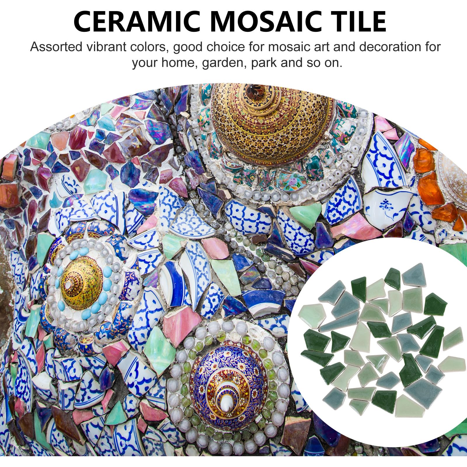 Artibetter Piastrelle di Mosaico Fai da Te 500g in Ceramica Bordi Uniformi e Aspetto Irregolare, Materiale Sicuro per Decorazioni Artistiche a Casa o Giardino
