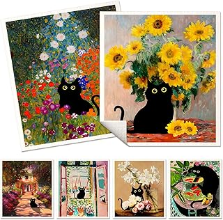 Swedish Dishcloths for Kitchen Reusable Swedish Cloths for Washing Dishes Absorbent Fast Drying No Odor Cleaning Swedish Sponge Decorate 6Pack Washable Swedish Towels, Floral Cat