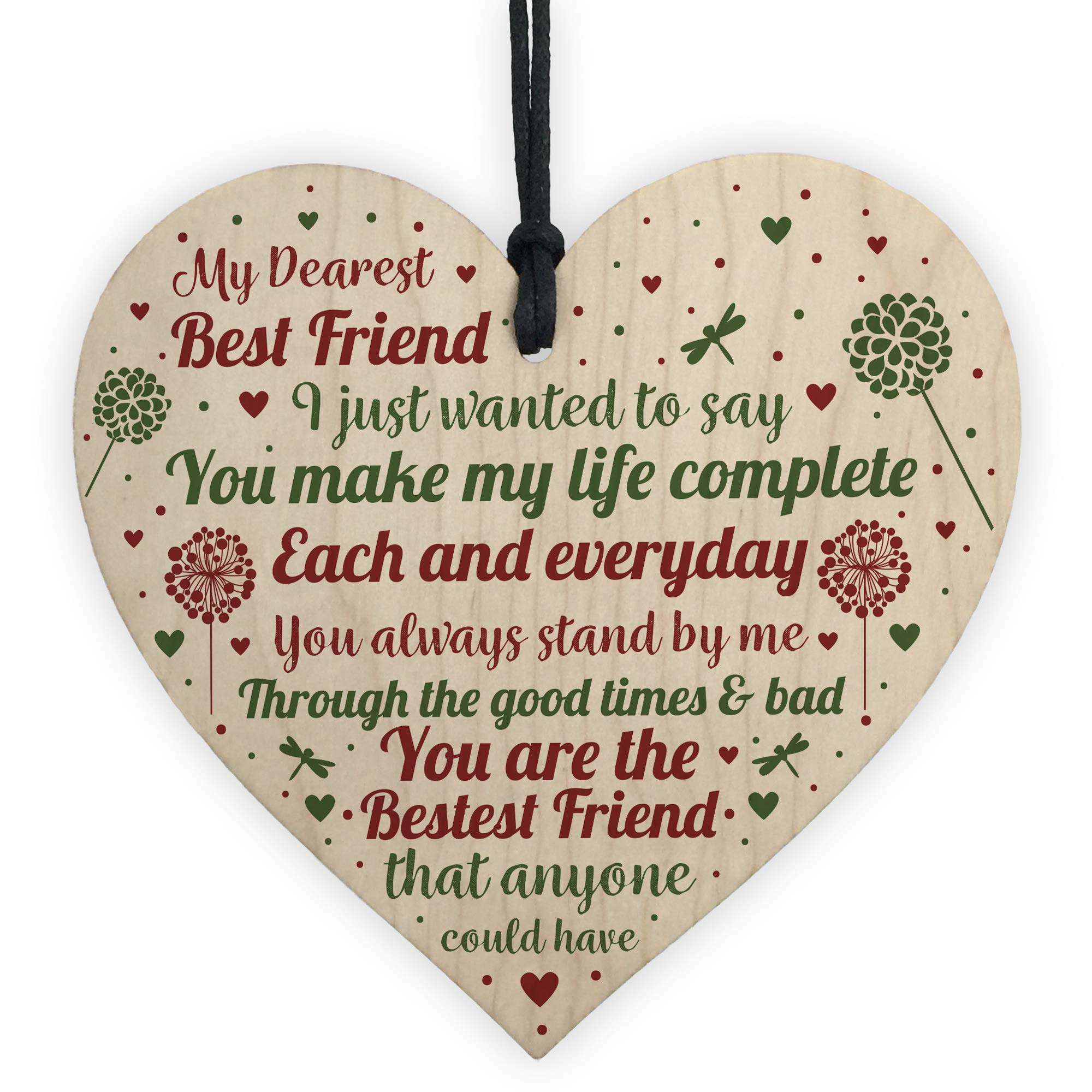 Red Ocean Friendship Gifts Friendship Plaque Wooden Heart Thank You Gift For Best Friend Keepsake Plaque
