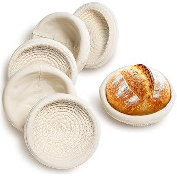 Proofing Baskets Round 15 cm Set of 6 Mini Fermentation Baskets with Cotton | Proofing basket small made of natural cotton co