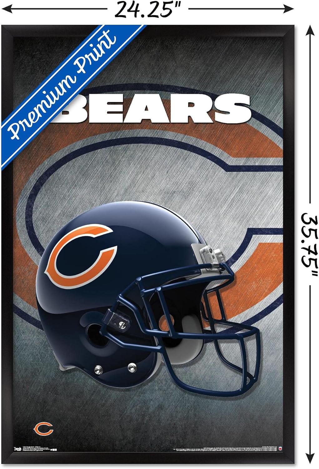 Trends International NFL Chicago Bears - Helmet 16 Wall Poster, 22.375" x 34", Black Framed Version