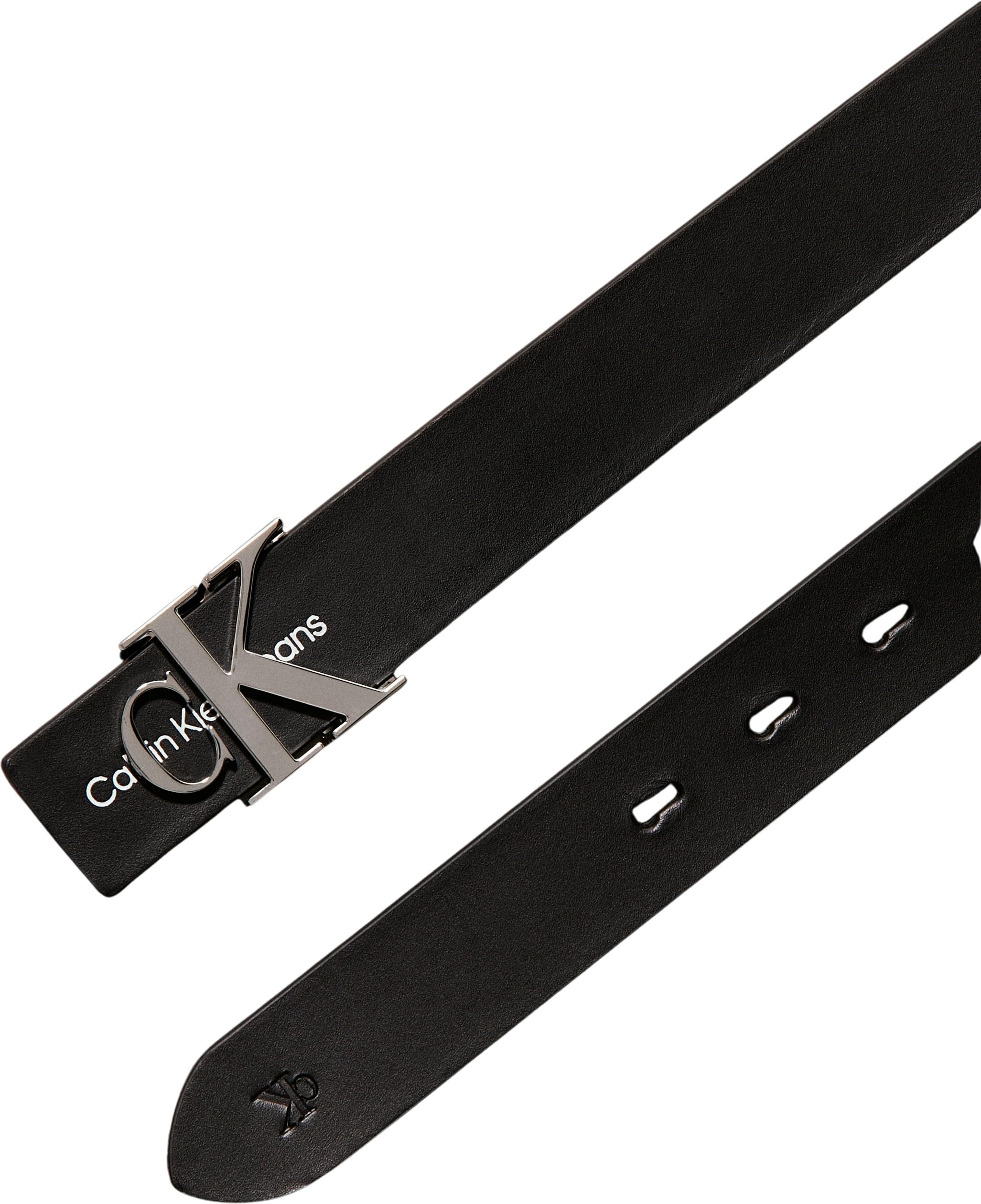 Calvin Klein Ceinture Femme Monogram Hardware 3,0 cm Cuir, Noire (Black), 75 cm