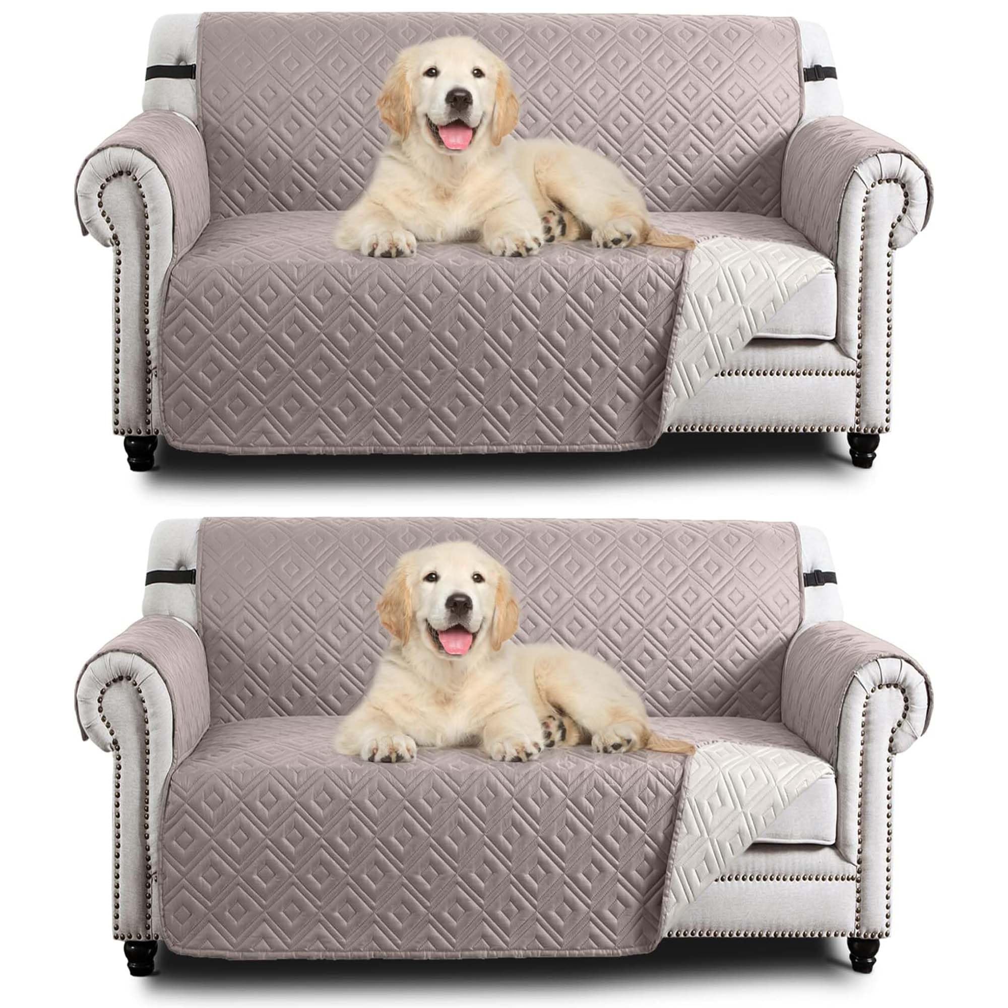 Hafaa Sofa Cover 2 Seater Water Resistant Sofa Slipcovers 2 Pack Beige/Cream Non Slip Reversible Sofa Covers with Elastic Strap - Washable Sofa Protectors from Pets/Kids/Dogs โ image 1