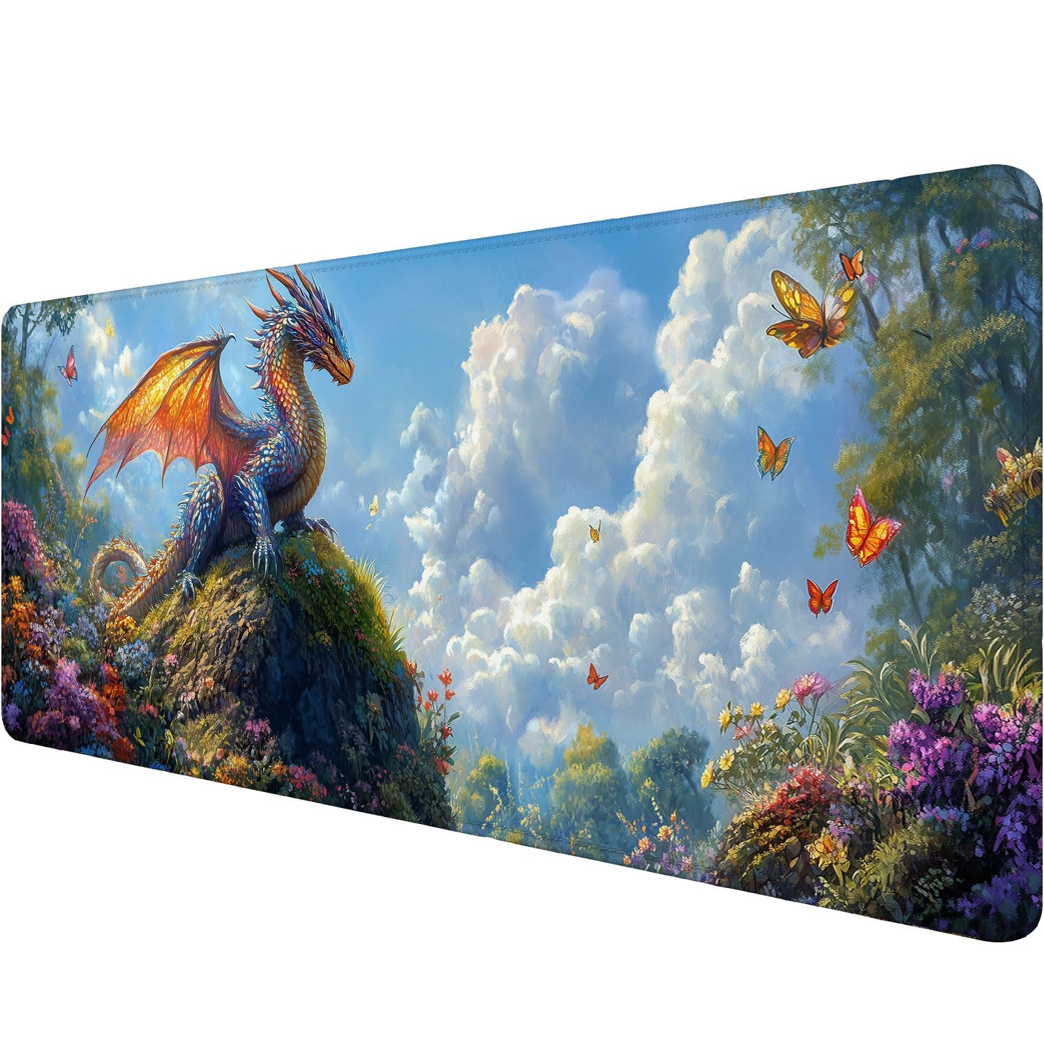 Ainori Floral Bunny Gaming Mouse Pad – 12x31.5in Large Extended Desk Mat With Cute