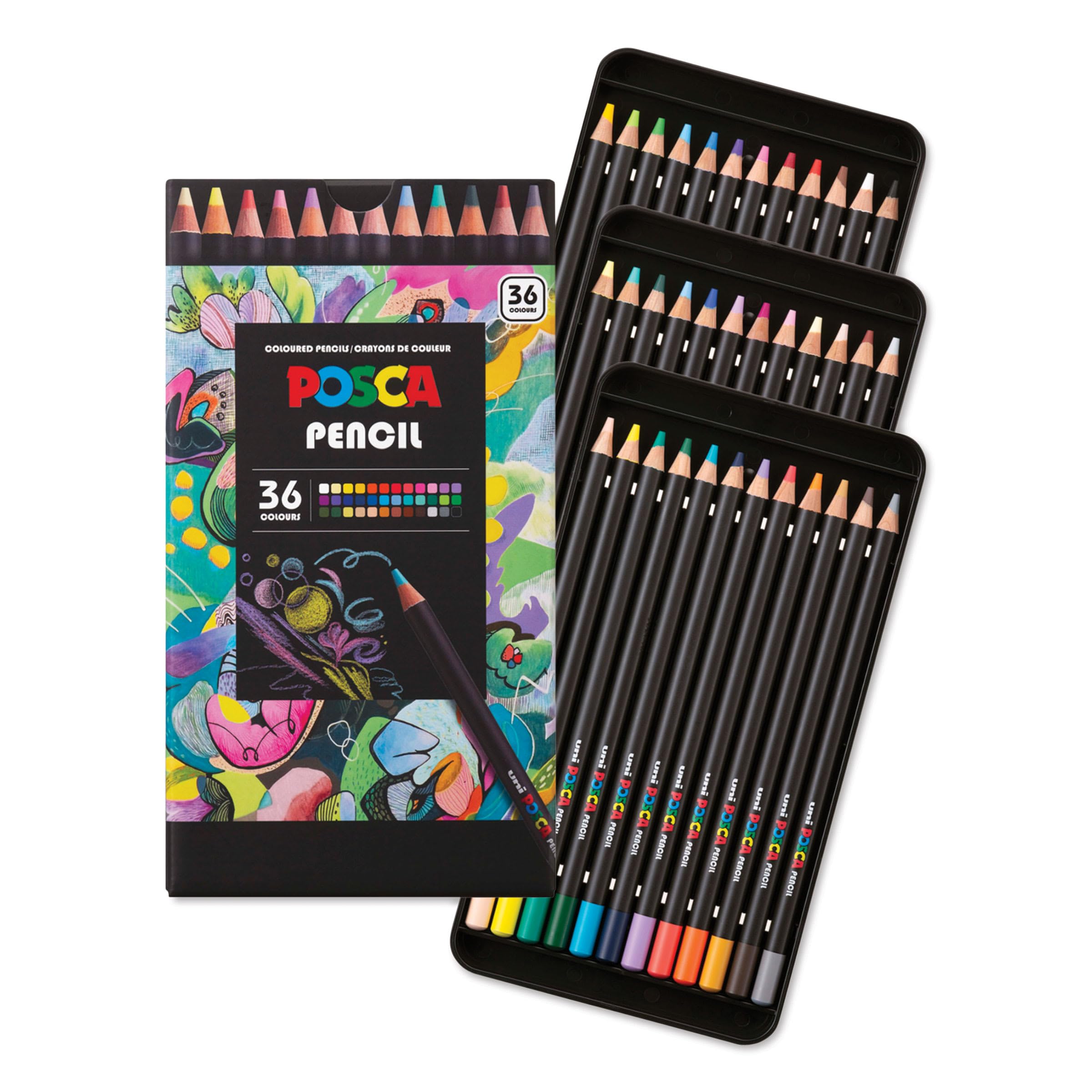 posca® Colored Pencils, Soft Core, 36 Count, Ultra-Smooth, Rich Pigment, Vibrant Colors for Blending, Shading &amp; Layering, Adult Coloring &amp; Drawing