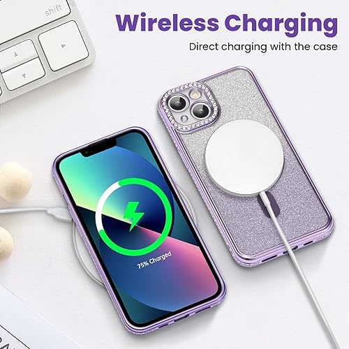 Miniatura 10 de ZCDAYE Funda para iPhone 15 Pro Max, iPhone 15 Pro Max (6.7 pulgadas) Funda compatible con carga inalámbrica, borde galvanizado transparente TPU a