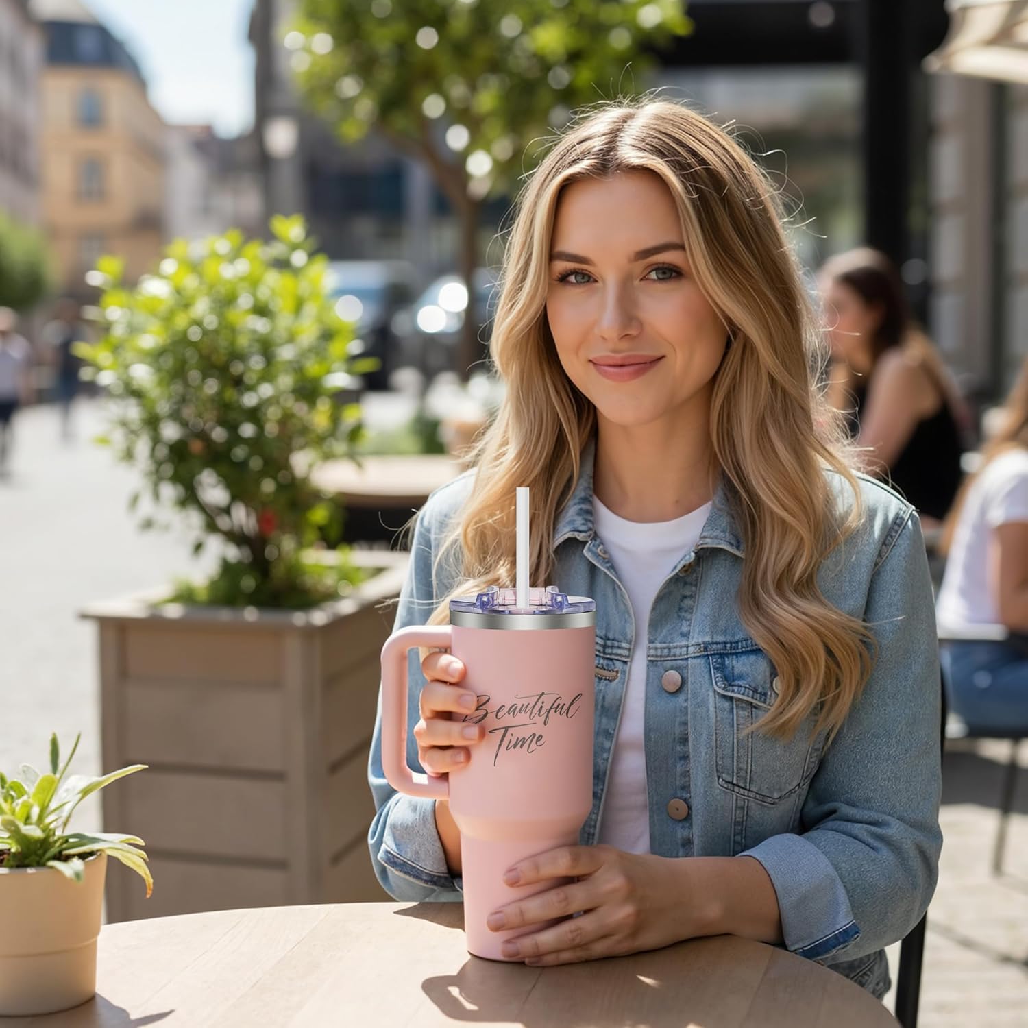 Personalized Custom Tumbler with Laser Engraving Logo Text 40oz Stainless Steel Tumbler with Lid & Straw Handle Double Wall Insulated Tumbler with Text Logo - Image 6