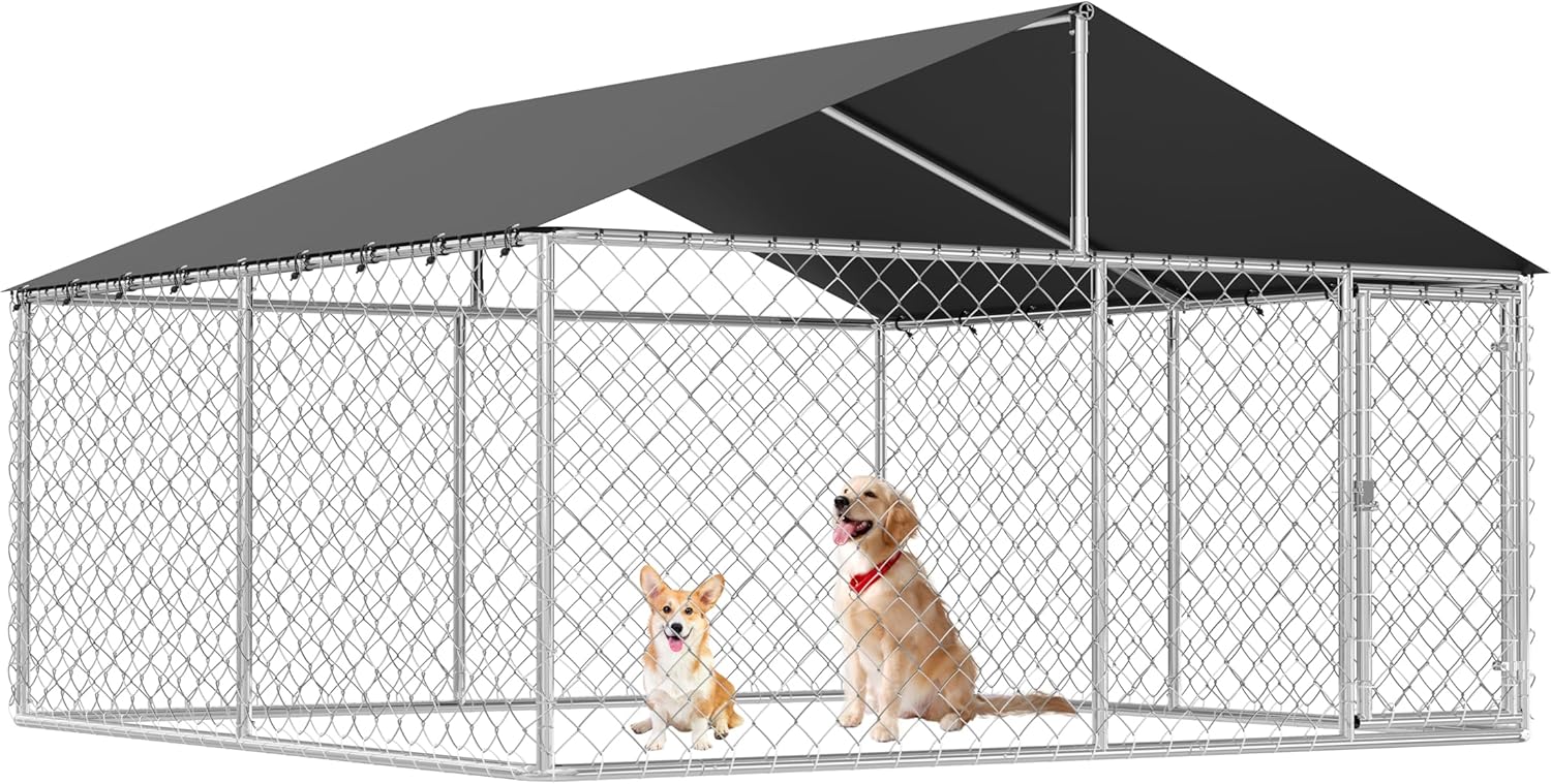 Petony Outdoor Dog Enclosure with two dogs inside.
