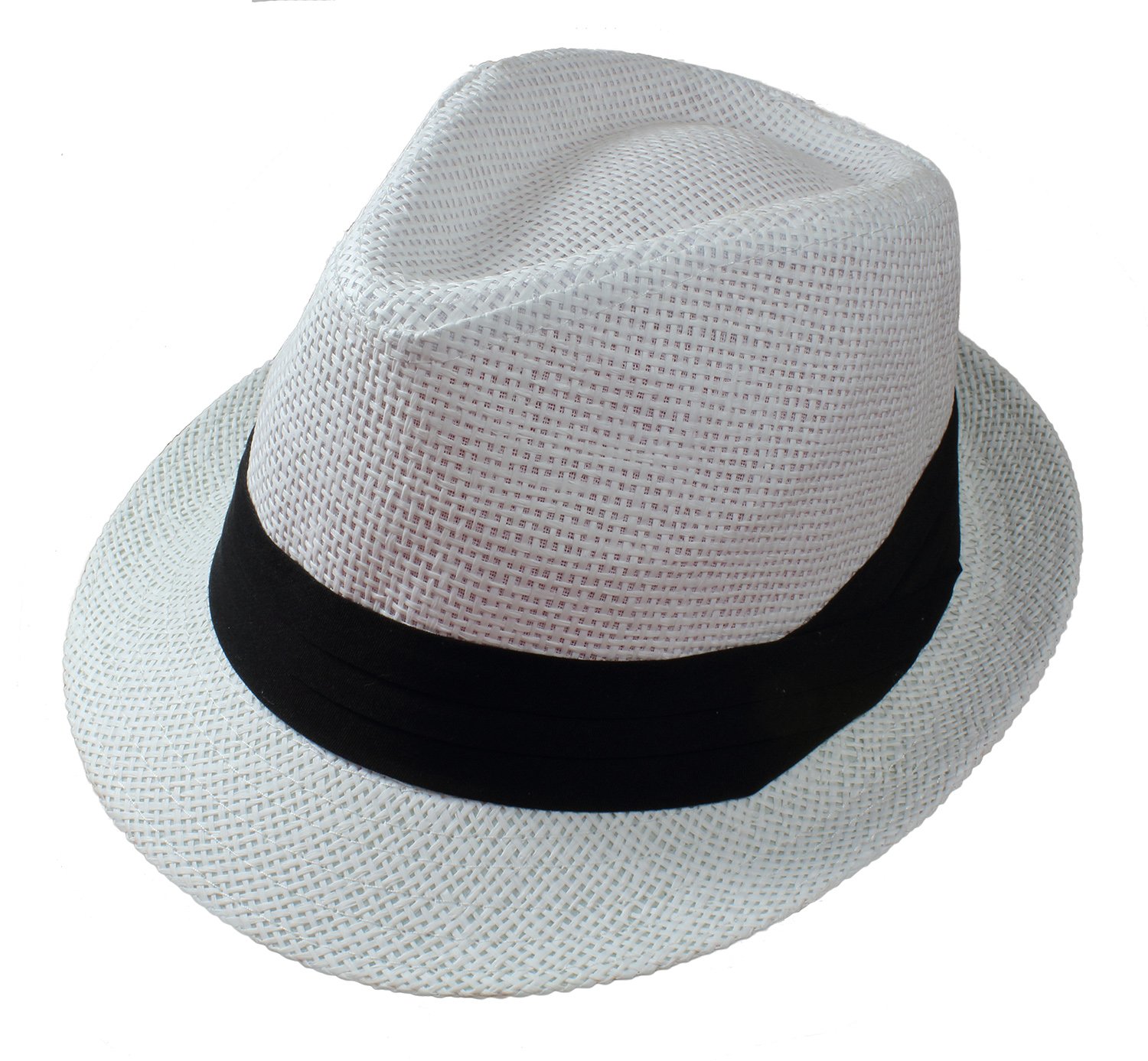Gelante Summer Fedora Panama Straw Hats with Black Band