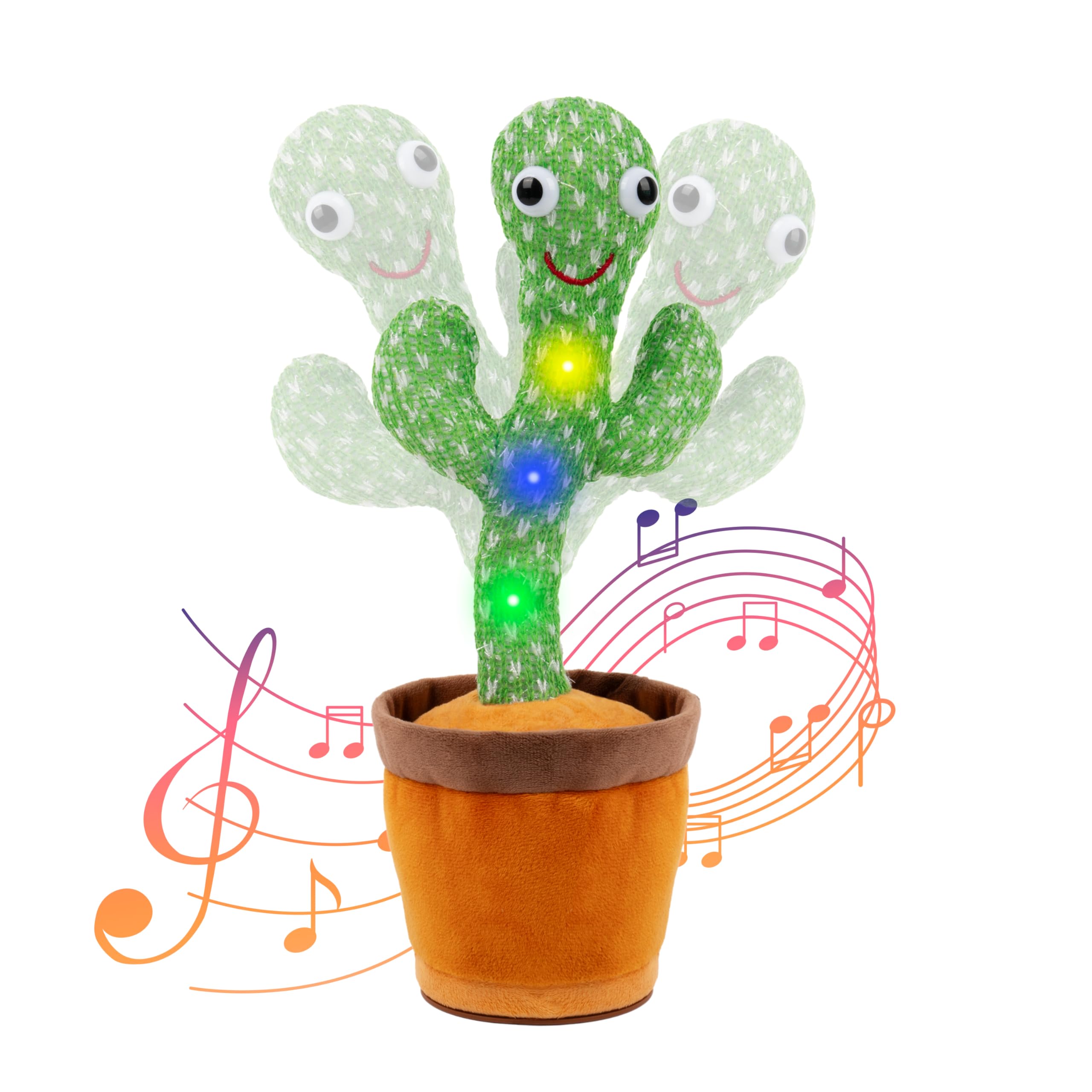 Bambibo Kids Dancing Talking Cactus Toys - 23 Inch | Mimicking Toy with LED | Electronic Light Up Plush Toy with 40 English Songs and Record 19 Seconds | Repeats What You Say Baby Toys 6 to 12 Months