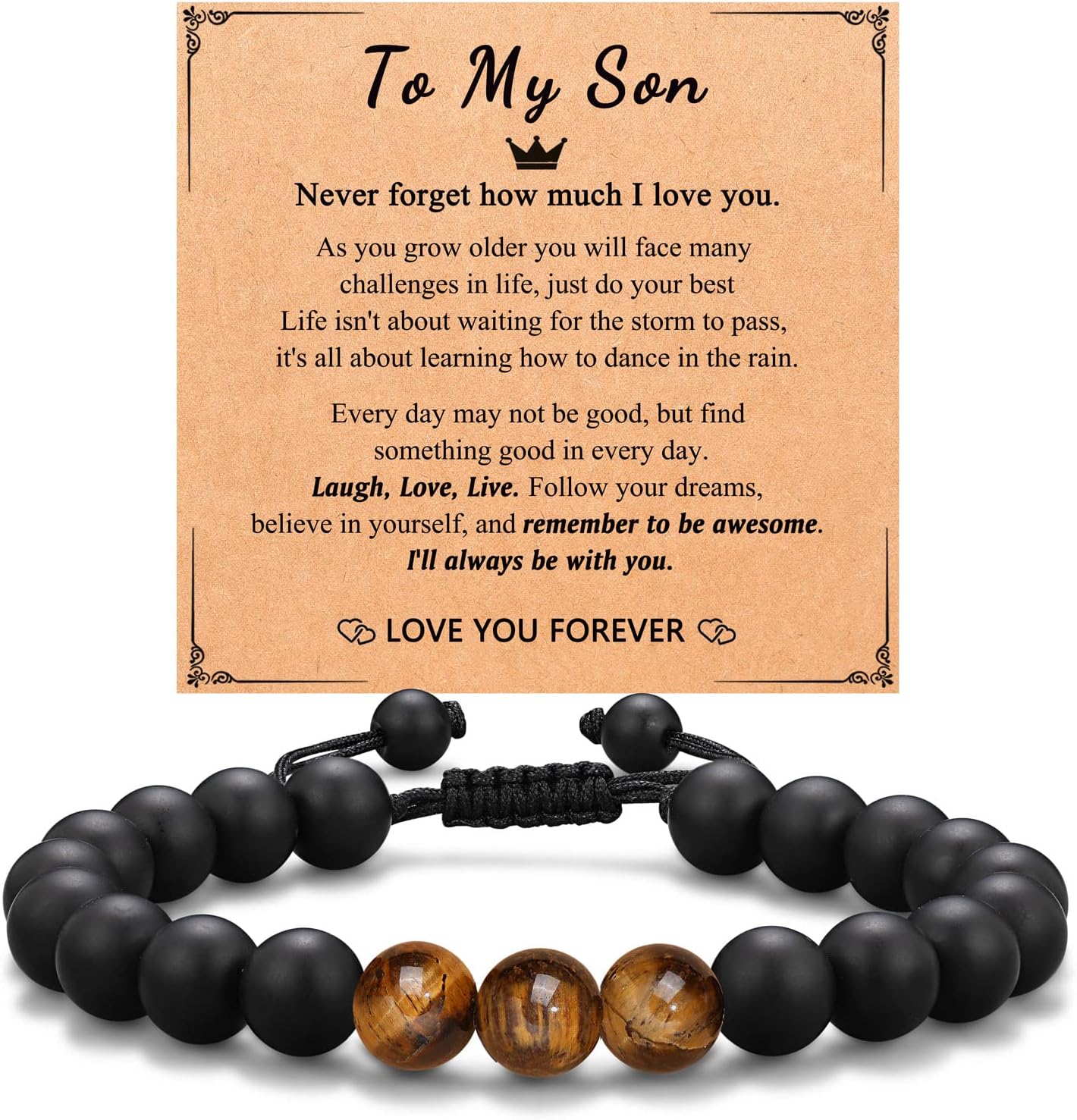 UNGENT THEM Mens Natural Stone Bracelet, Graduation Birthday Christmas Valentines Presents for Teen Boys Son Dad Brother