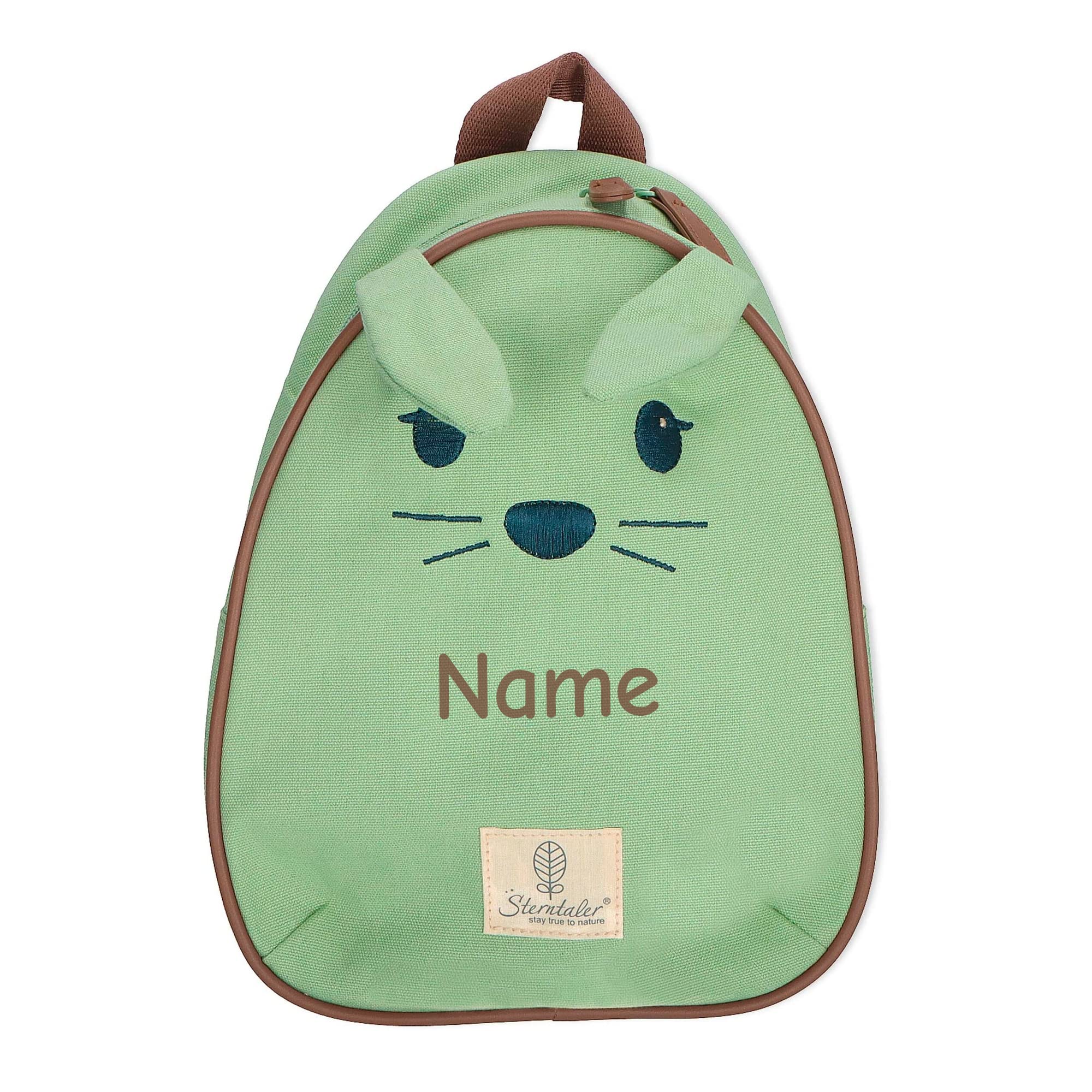 LALALO Kinderrucksack mit Namen personalisiert, Sterntaler Junge/Mädchen Kleinkind Kindergartenrucksack, Rucksack für Kindergarten, Kita, Kindergartentasche (Hase Kinni, Grün)