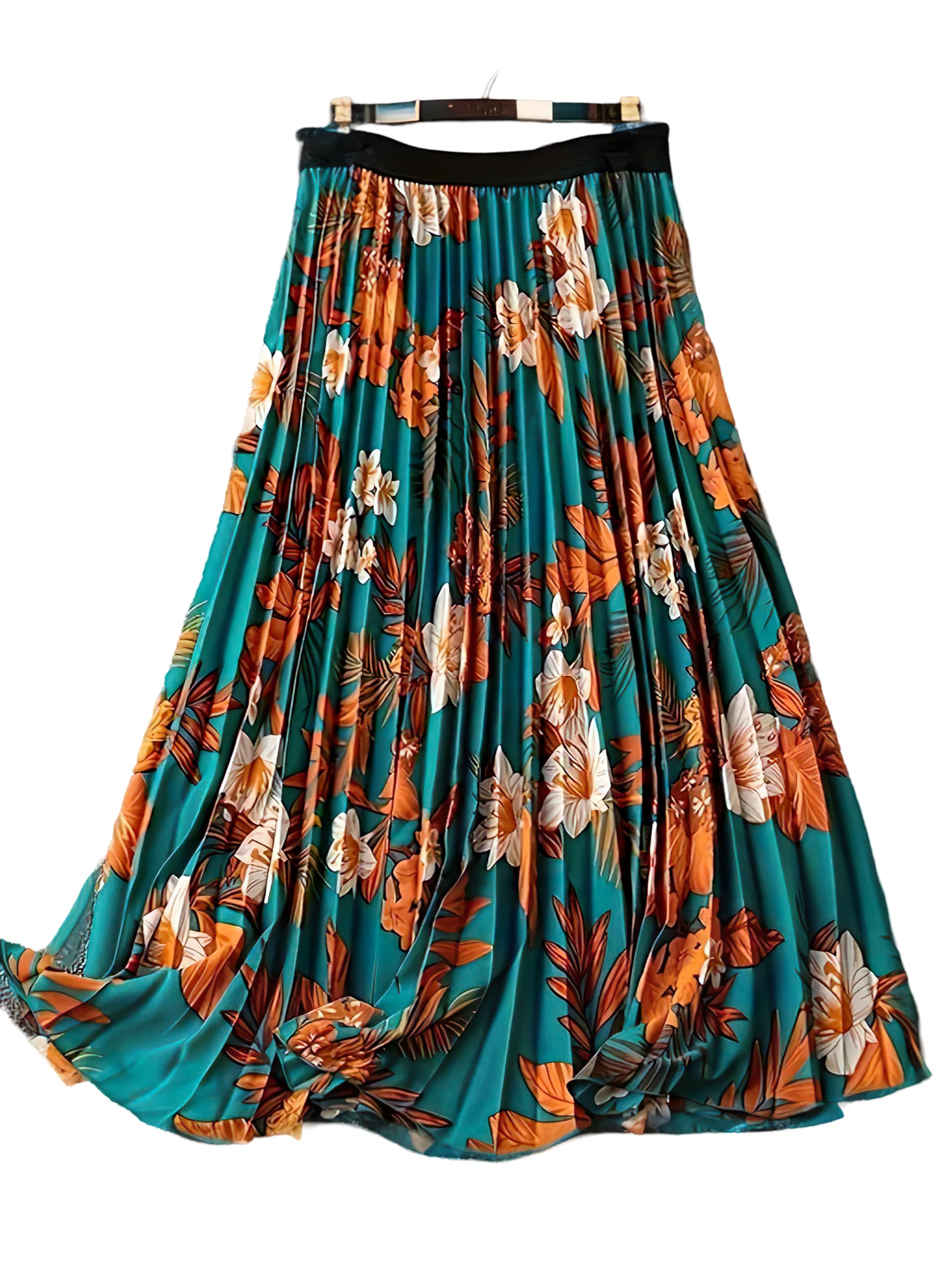 lookshine | Skirt for Women | Beautiful Colorful Printed | Stylish Pleated A-Line Design | Flexible Elastic Waist | Lightweight Fabric | Perfect for Any Occasion-picture-36